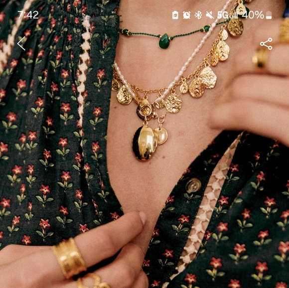 Sezane Harper  Green Quartzite Necklace - Picture 3 of 6